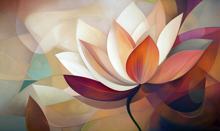 Lotus Abstract Fantasy Painting by Jacky Gerritsen