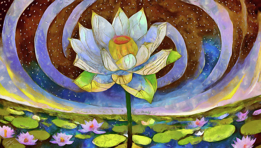 Lotus And Stars Painting