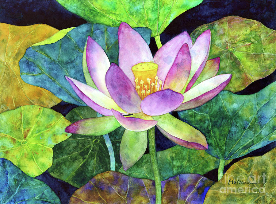 Watercolor Painting - Lotus Bloom-pastel colors by Hailey E Herrera