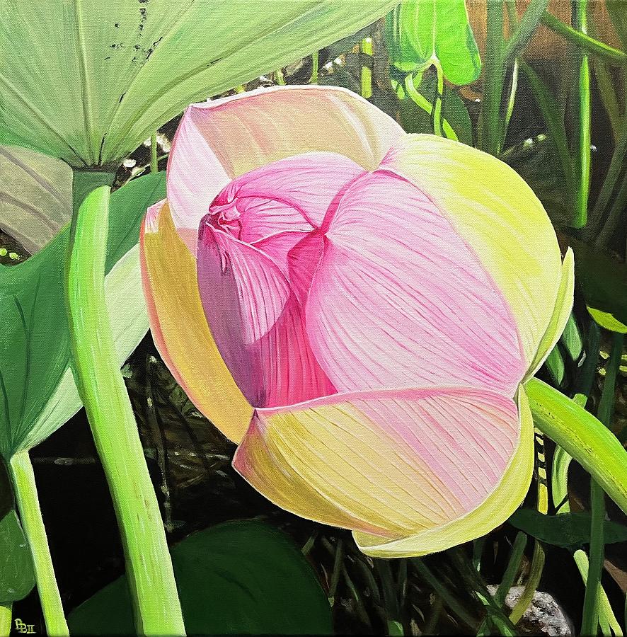 Lotus Bud Painting by Boots Quimby