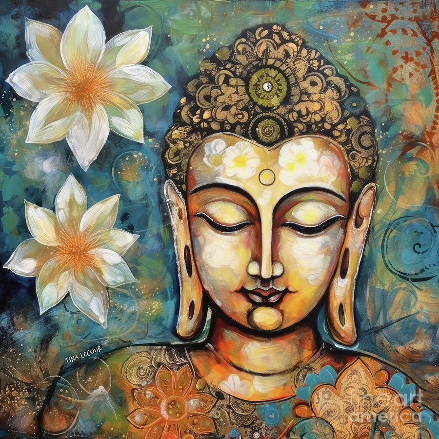 Lotus Buddha Painting by Tina LeCour