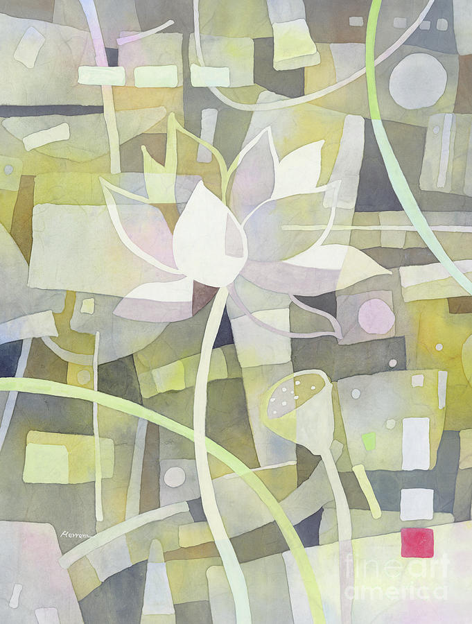 Waterlily Painting - Lotus Dream 1-pastel colors by Hailey E Herrera