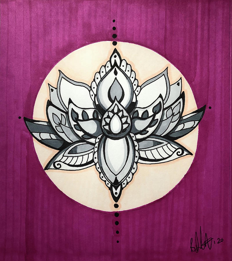 Lotus Flower Drawing by Creative Spirit