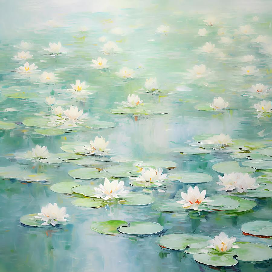 Lotus Flower Floating In Lake Digital Art by Owl Gallery - Fine Art America