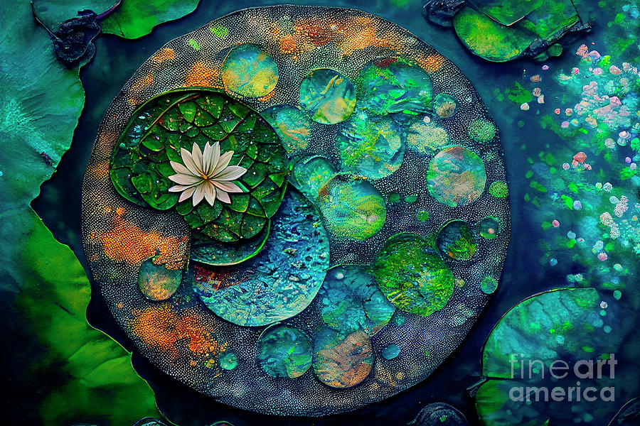 Lotus flower in pond from above fine art Photograph by Jelena Jovanovic