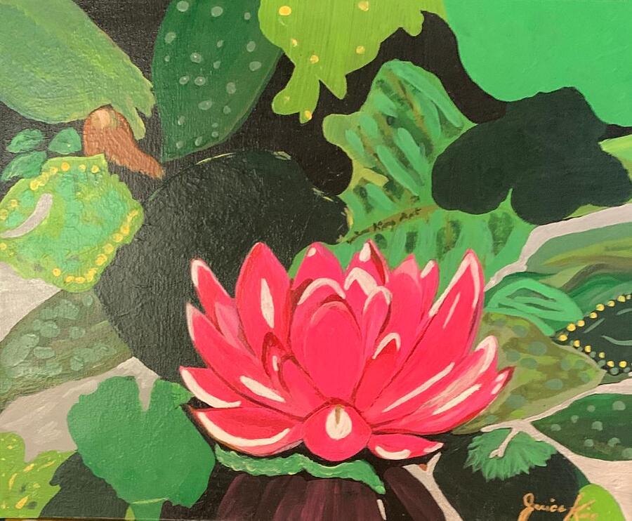 Lotus Flower Painting by Janice King Art Rebirth Rejoice Create - Fine ...