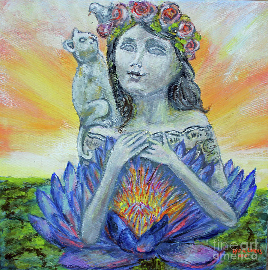 Lotus Flower Painting by Lyric Lucas