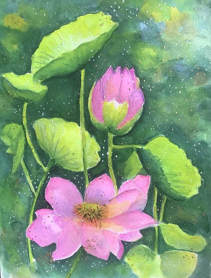 Lotus Flowers Painting by Rebecca Fitzsimons - Fine Art America