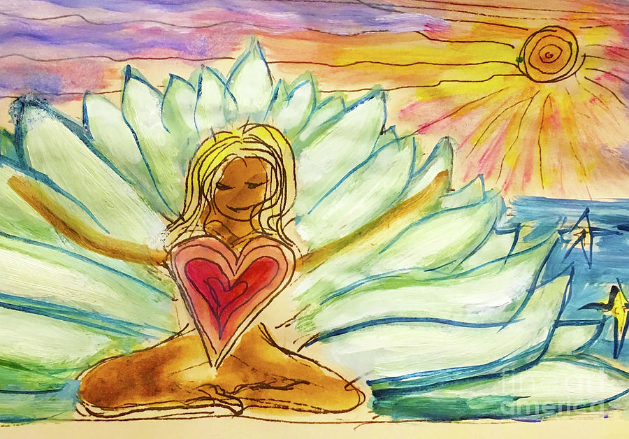 Lotus Girl Painting by Shelley Myers