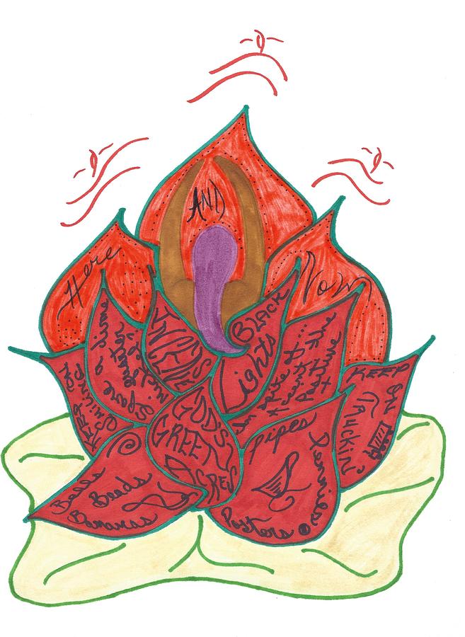 Lotus Message Drawing by Lori Pino