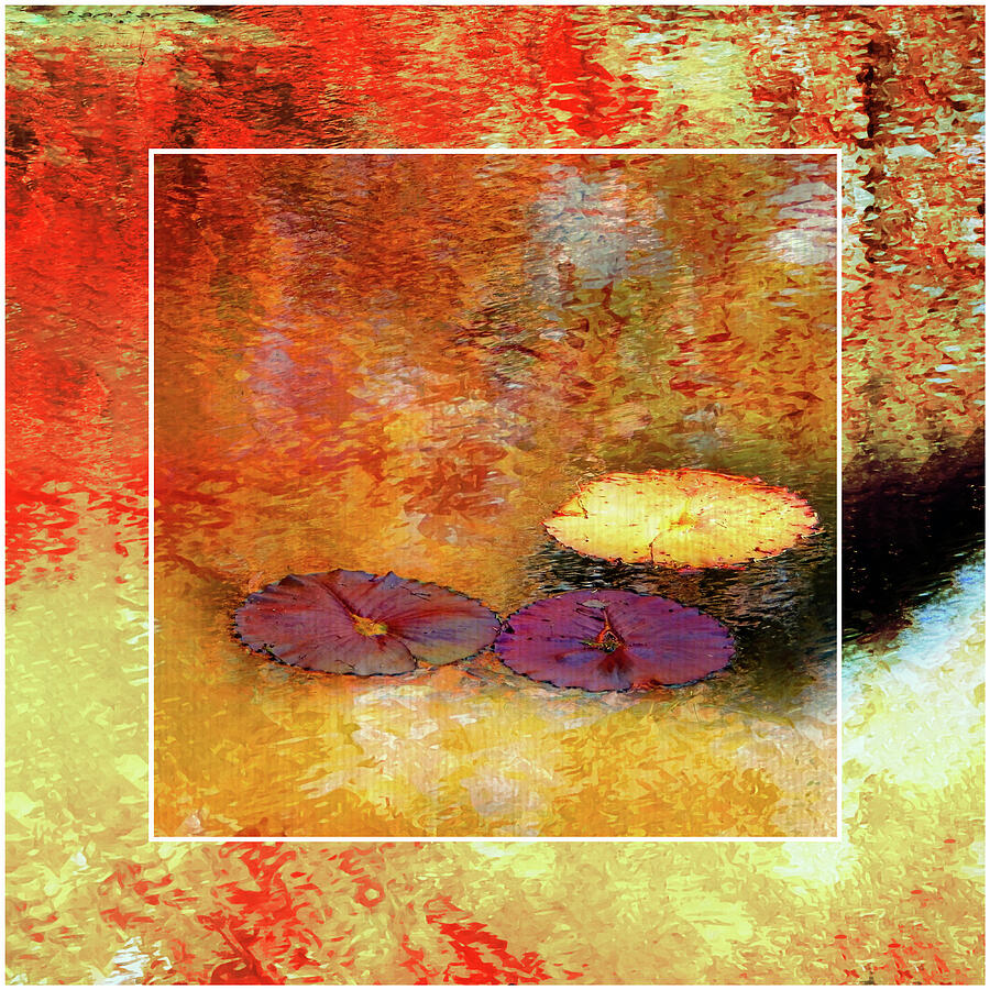 Lotus Pads in Fall Squared Painting by Sharon Williams Eng