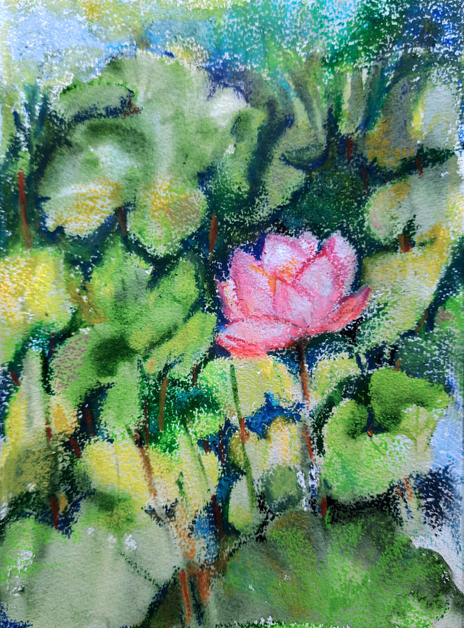 Lotus pond3 Painting by Asha Sudhaker Shenoy