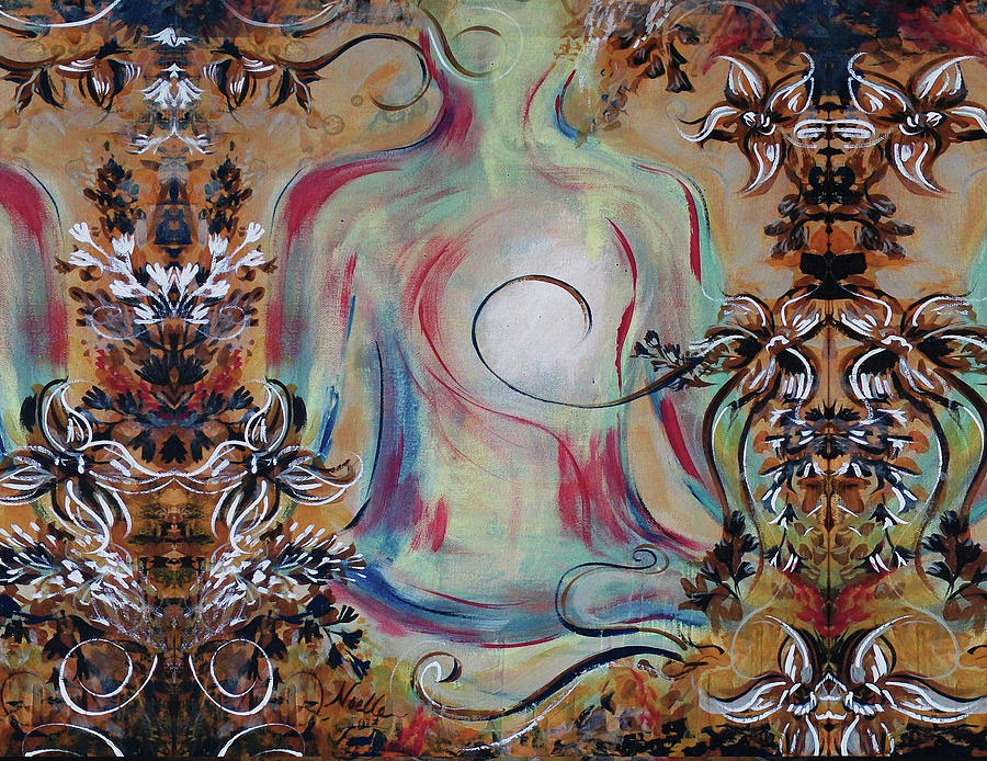 Lotus Pose Painting - Lotus Pose Wide by Noelle Rollins