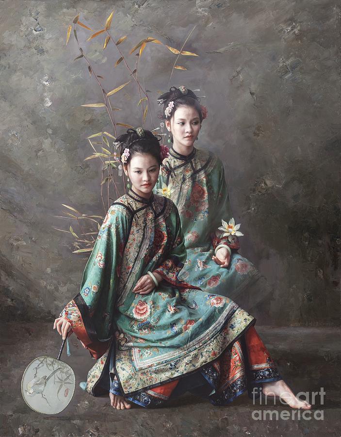 Lotus Shadow of southland Painting by Mingyue Wang Lotus Shadow of southland Painting by Mingyue Wang