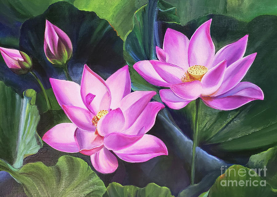 Lotus Swag Painting by Dipali Shah