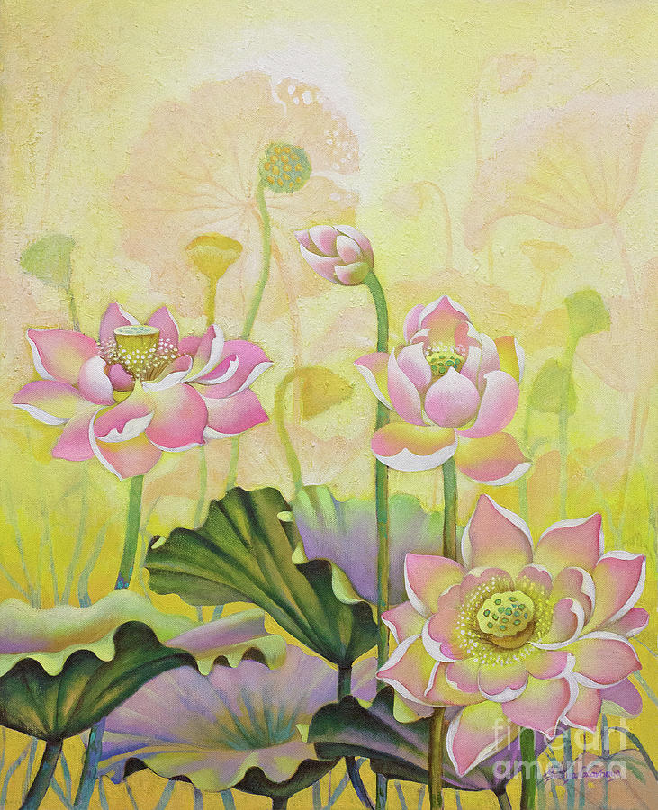 Lotus. Tender light Painting by Yuliya Glavnaya