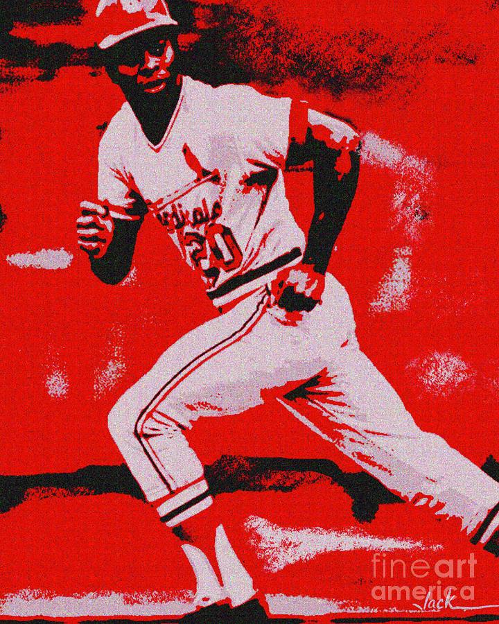 Lou Brock Painting - Lou Brock by Jack Bunds Lou Brock Painting - Lou Brock by Jack Bunds