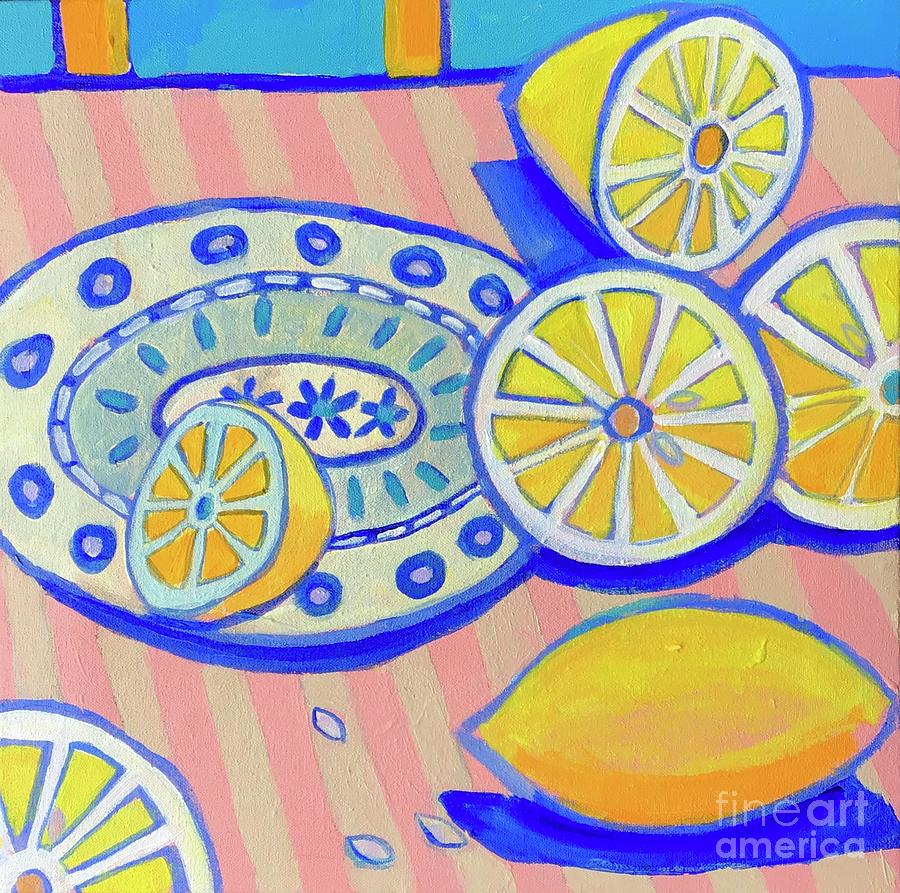 Lemon Painting - Lou Lous Lemon by Debra Bretton Robinson
