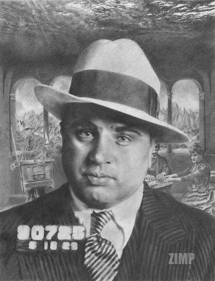 Al Capone Drawing - Lou paure Satan, the trial of the blind organ grinder and his blind monkey by Zero Baby