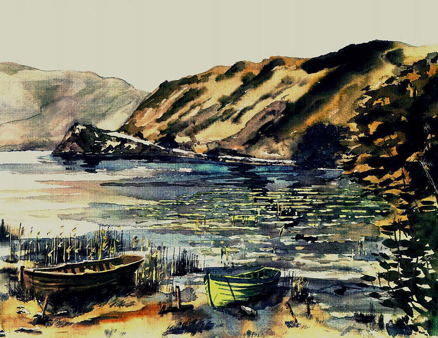 Waterlily Bay, Lough Currane, Waterville, Kerry Painting by Val Byrne
