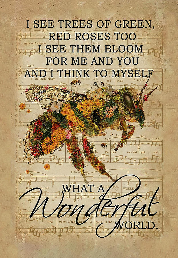 Louis Armstrong. What A Wonderful World Lyrics Art Gift Digital Art by
