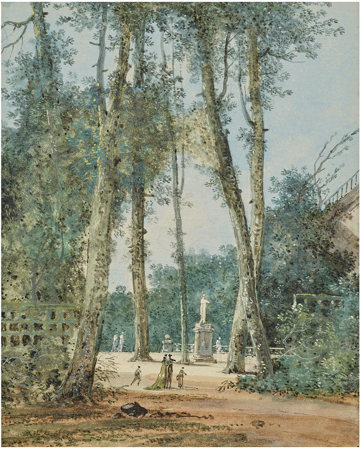 LOUIS GABRIEL MOREAU SAID MOREAU THE ELDER PARIS 1740 1806 Two views of Saint Cloud park 2 Painting by Artistic Rifki