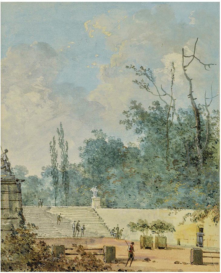 LOUIS GABRIEL MOREAU SAID MOREAU THE ELDER PARIS 1740 1806 Two views of Saint Cloud park Painting by Artistic Rifki