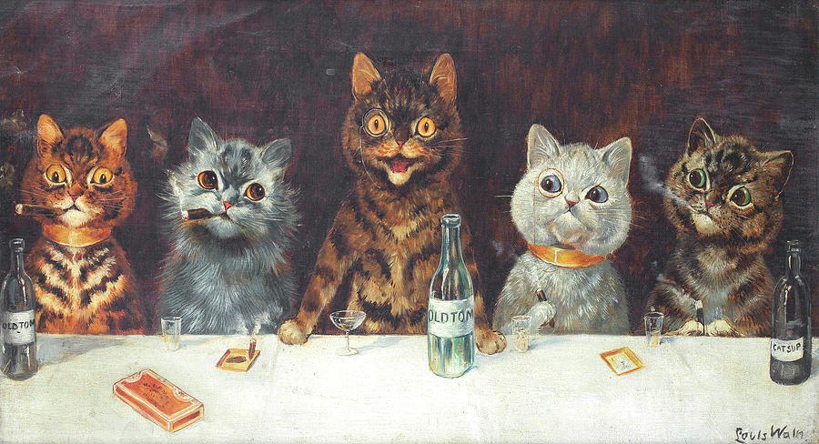 Louis Wain Bachelor Party Drawing by Louis Wain - Fine Art America