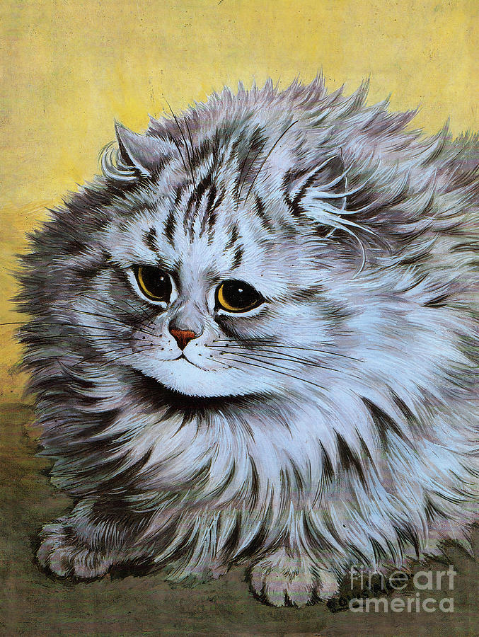 Louis Wain Cat Print - Amusing Edwardian Cat Art Painting by Kithara Studio