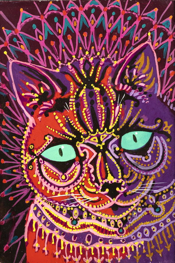 KALEIDOSCOPE KITT, Louis Wain Psychedelic Cat Art, Electric Cat,  Psychedelic Cat, Eccentric Cats of Louis Wain Art Prints, Abstract Art Cat  | Poster