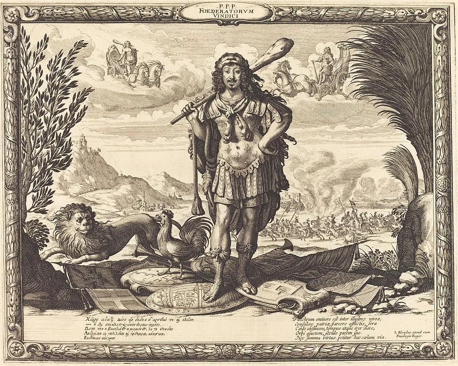 Louis XIII as Hercules Drawing by Abraham Bosse