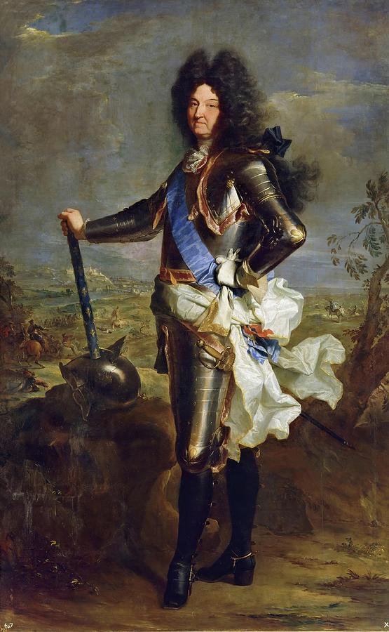 Louis XIV, 1701, French School, Oil on canvas, 238 cm x 149 cm, P02343. Painting by Hyacinthe Rigaud -1659-1743- Louis XIV, 1701, French School, Oil on canvas, 238 cm x 149 cm, P02343. Painting by Hyacinthe Rigaud -1659-1743-