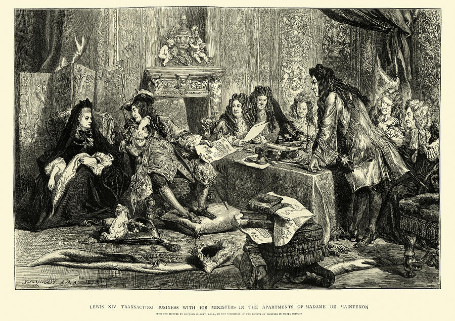 Louis XIV of France transacting business with his ministers Drawing by Duncan1890