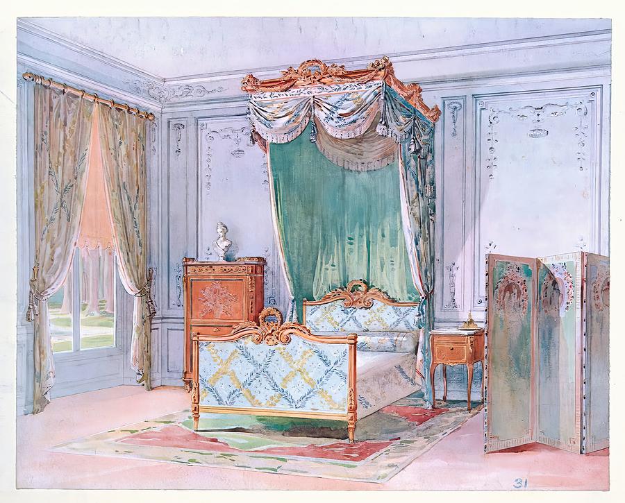 Louis XVI bedroom painted grey 1907 Georges Remon French 1889 1963 ...