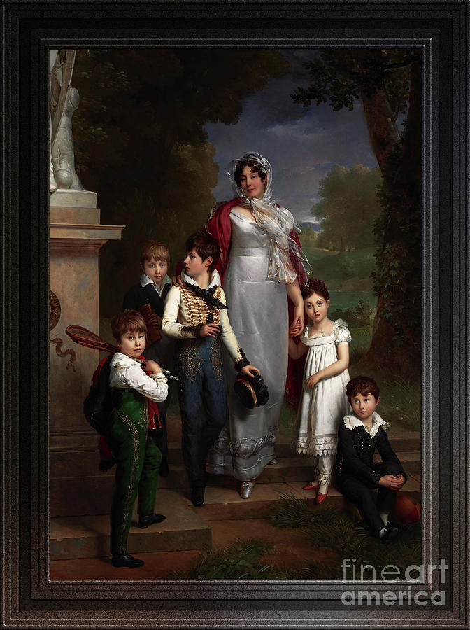 Louise-Antoinette-Scholastique Gueheneuc with her Children by Francois Pascal Simon Gerard Painting by Rolando Burbon