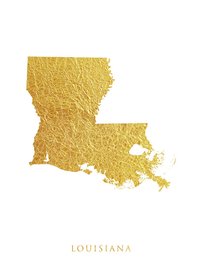 Louisiana Gold Map #58 Digital Art by Michael Tompsett
