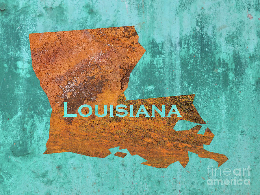 New Orleans Mixed Media - Louisiana Rust on Teal by Elisabeth Lucas