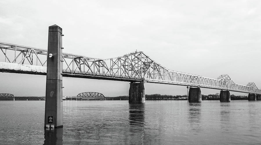 Louisville Bridge Black And White Panorama Photograph by Dan Sproul