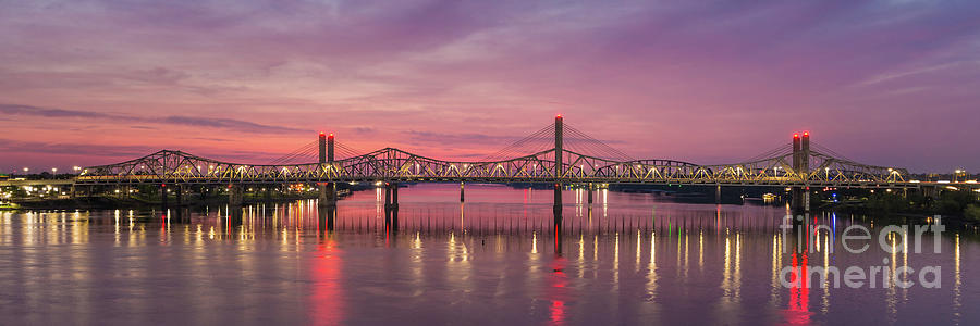 Louisville Bridges Over the Ohio at Sunrise  - Kentucky Photograph by Gary Whitton