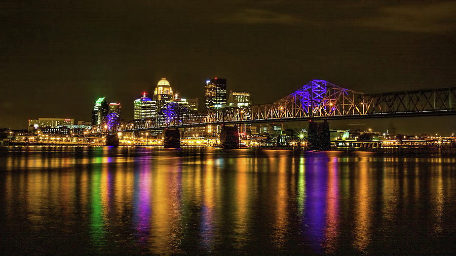 Louisville By Night  Pyrography by Harriet Feagin