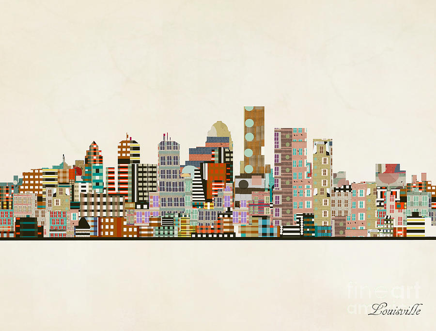 Colorful Louisville skyline design Art Print by DimoDesigns