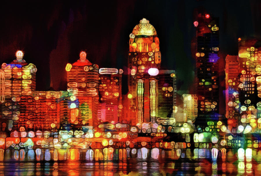 Louisville Colorful Skyline Painting Painting by Dan Sproul