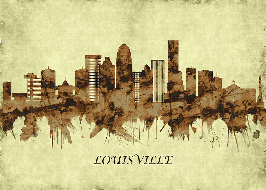 Louisville Kentucky Cityscape Mixed Media by NextWay Art - Fine Art America