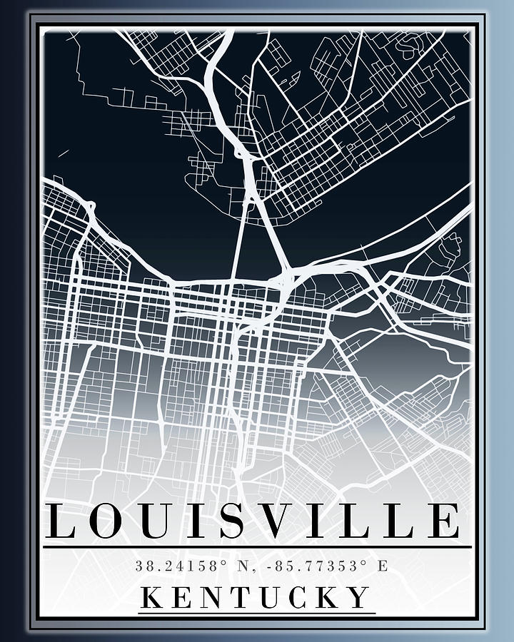 Louisville Kentucky Street Map Basic Digital Art by Dan Sproul