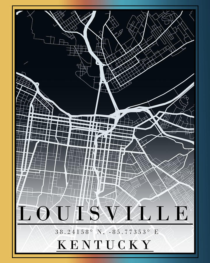 Louisville Kentucky Street Map Color Digital Art by Dan Sproul