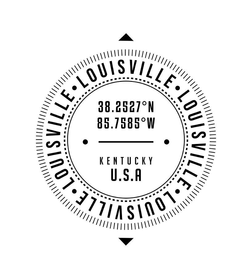 Louisville, Kentucky, USA - 1 - City Coordinates Typography Print - Classic, Minimal Digital Art by Studio Grafiikka