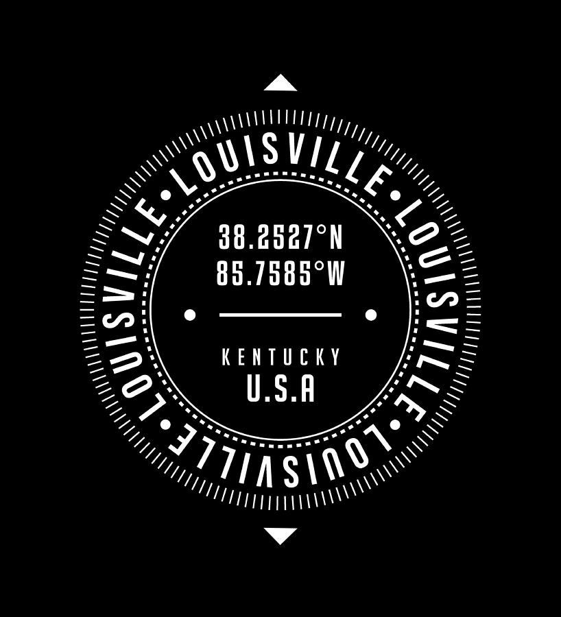 Louisville, Kentucky, USA - 2 - City Coordinates Typography Print