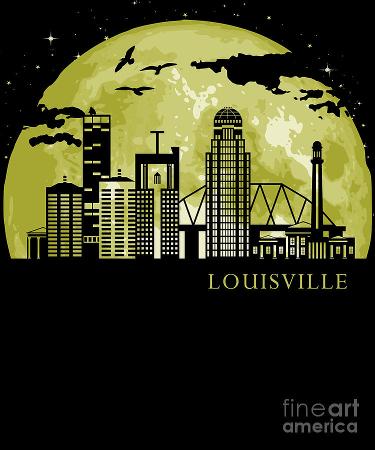 Louisville Moon Light Night Stars Skyline Digital Art By Filip 