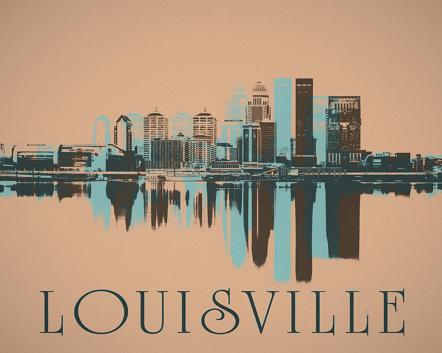 Louisville Pop Art Style Skyline Mixed Media by Dan Sproul