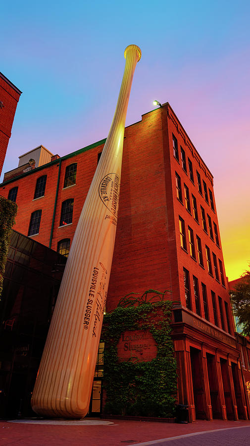 Louisville Slugger Baseball Bat - Kentucky Fire Sunset Long Sleeve T-Shirt  by Gregory Ballos - Pixels